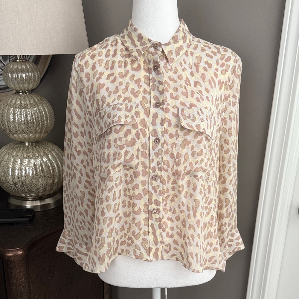 Equipment Femme Leopard Print Button-Up Blouse